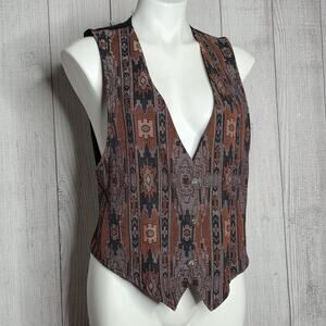 Vintage Backroads Blues Southwest Tapestry Vest Medium USA